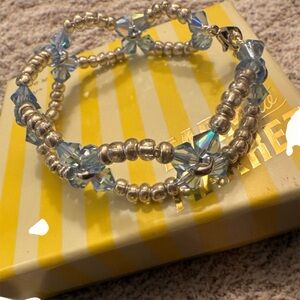 Elegant Silver and Blue Beaded Bracelet